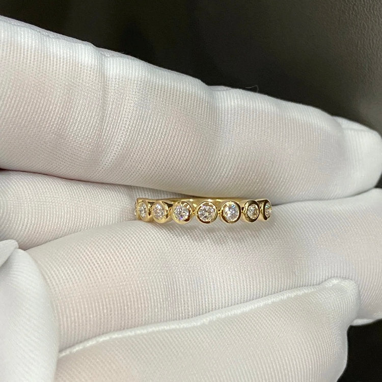 ANSTER Jewelry Anel de diamante ético feito à mão em ouro 18K com lapidação pera cultivado em laboratório 