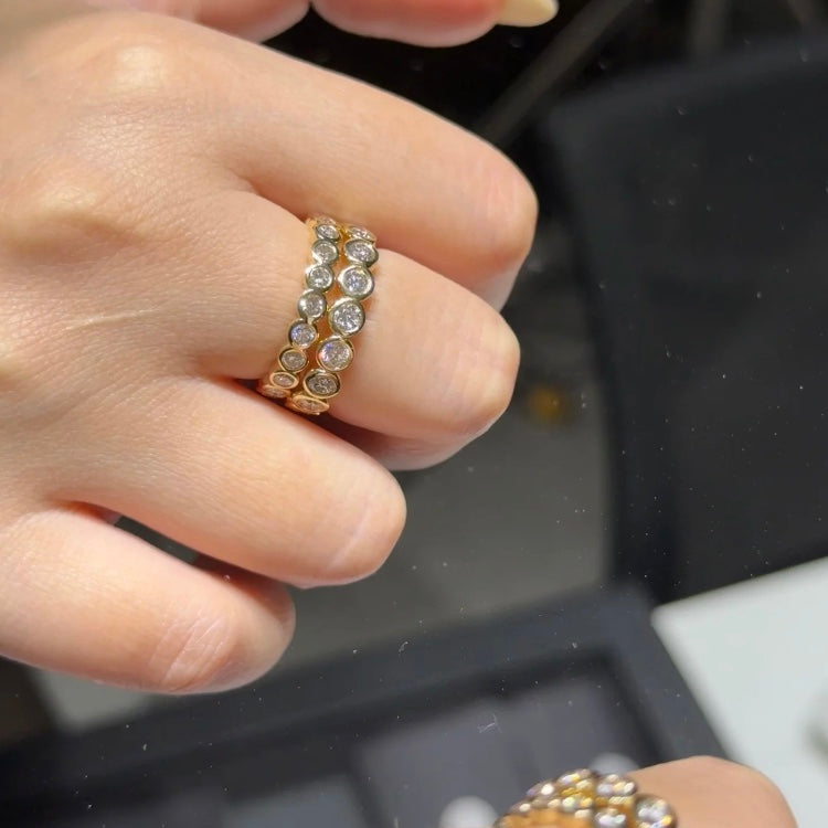 ANSTER Bezel Setting Wholesales Price Melee Round cut Lab Grown Diamond Eternity Ring with IGI