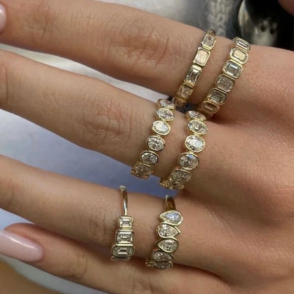 ANSTER Bezel Setting Wholesales Price Melee Round cut Lab Grown Diamond Eternity Ring with IGI