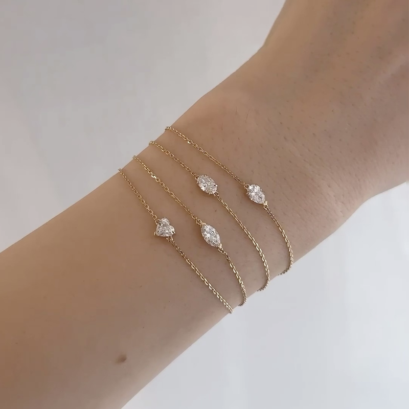 ANSTER Wholesales Price 0.3ct Fancy Shape Lab Grown Diamonds Bracelet Chain with IGI