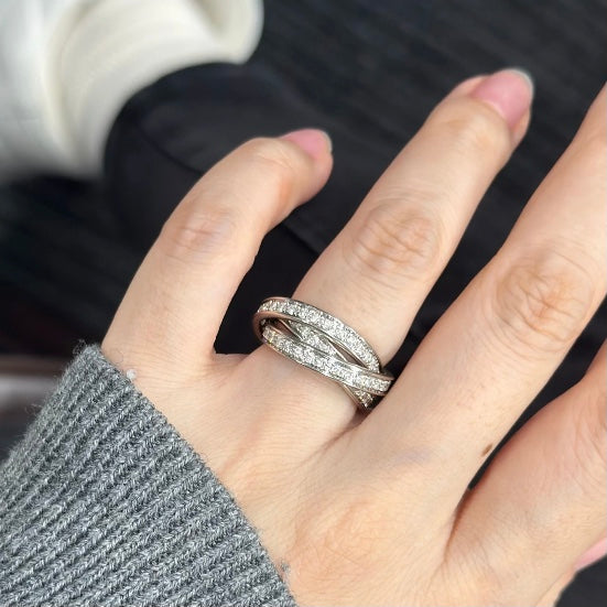 ANSTER Wholesales Price Trinity Band Ring Melee Lab Grown Diamond Gold Ring with IGI