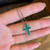 ANSTER Jewelry Custom Cross White Gold Jewelry Lab Grown Emerald Pendant Necklace with GRC