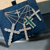 ANSTER Jewelry Custom Cross White Gold Jewelry Lab Grown Emerald Pendant Necklace with GRC
