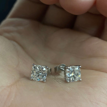 ANSTER Wholesales Price 1ct Cushion cut Lab Grown Diamonds Stud Gold Earrings with IGI