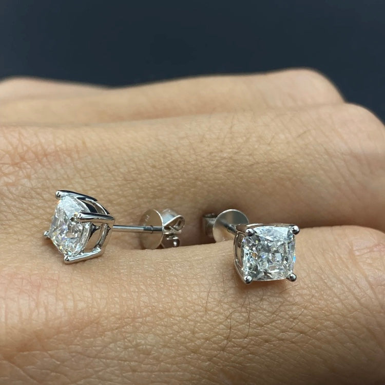 ANSTER Wholesales Price 1ct Cushion cut Lab Grown Diamonds Stud Gold Earrings with IGI