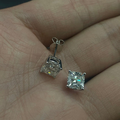 ANSTER Wholesales Price 1ct Cushion cut Lab Grown Diamonds Stud Gold Earrings with IGI