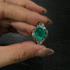 ANSTER Wholesales Price Lab Grown Emerald Ring with GRC Lab Gemstone 18K White Gold Ring