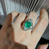 ANSTER Wholesales Price Lab Grown Emerald Ring with GRC Lab Gemstone 18K White Gold Ring