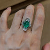 ANSTER Wholesales Price Lab Grown Emerald Ring with GRC Lab Gemstone 18K White Gold Ring