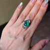 ANSTER Wholesales Price Lab Grown Emerald Ring with GRC Lab Gemstone 18K White Gold Ring