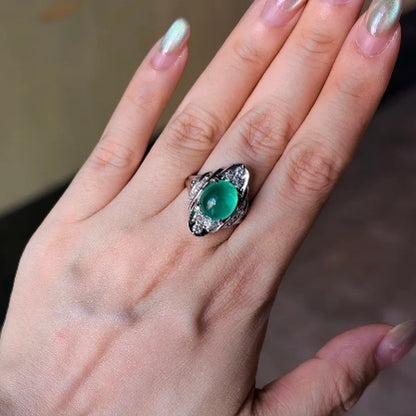 ANSTER Wholesales Price Lab Grown Emerald Ring with GRC Lab Gemstone 18K White Gold Ring