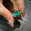ANSTER Wholesales Price Lab Grown Emerald Ring with GRC Lab Gemstone 18K White Gold Ring