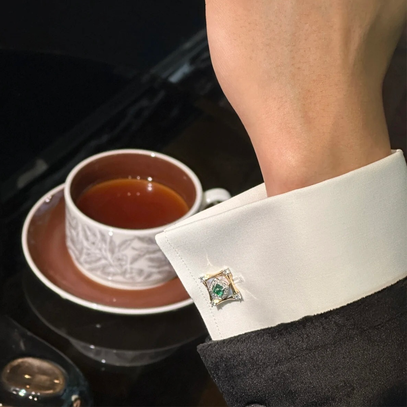 ANSTER Customized Wholesales Price Lab Grown Emerald Cufflinks for men