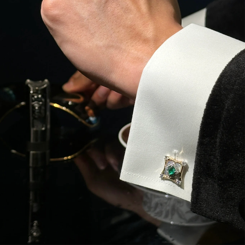 ANSTER Customized Wholesales Price Lab Grown Emerald Cufflinks for men