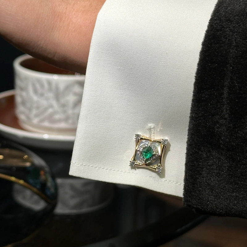 ANSTER Customized Wholesales Price Lab Grown Emerald Cufflinks for men