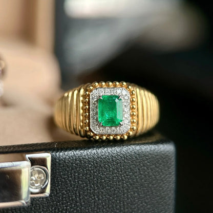 ANSTER Wholesales Price Lab Grown Emerald Ring with GRC Lab Gemstone 18K Gold Ring