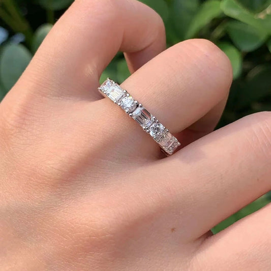 ANSTER Wholesales Price 2.5mm Lab Grown Diamond Half Eternity Ring with IGI PT950 Tennis Ring