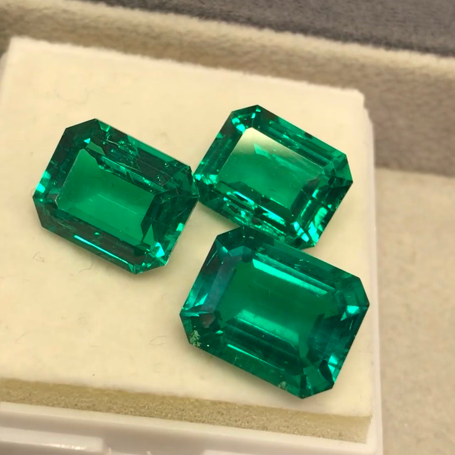 ANSTER Wholesales Price 10ct Lab Grown Emerald Ring with GRC 18K White Gold Ring