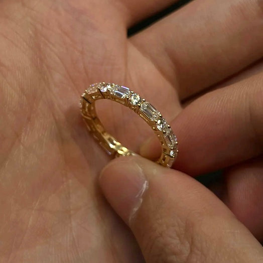 ANSTER Jewelry Anel de diamante ético feito à mão em ouro 18K com lapidação pera cultivado em laboratório 