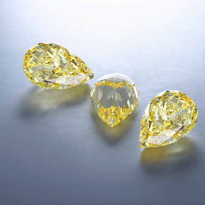 ANSTER 18K Gold Jewelry 3ct VVS2 CVD Pear Cut Fancy Yellow Lab Grown Diamond Ring with IGI