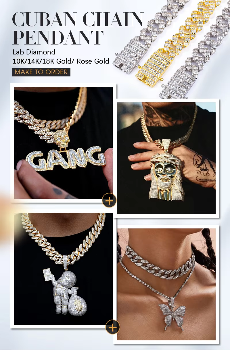 ANSTER Jewelry Custom 18K Gold VVS Lab Grown Diamond Hip Hop Necklace Chains