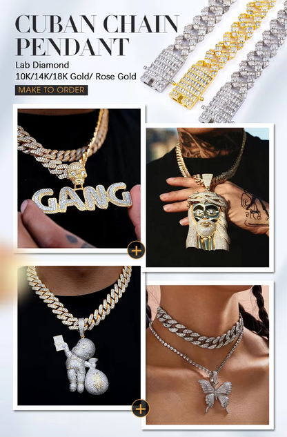 ANSTER Jewelry Custom 18K Gold VVS Lab Grown Diamond Hip Hop Necklace Chains