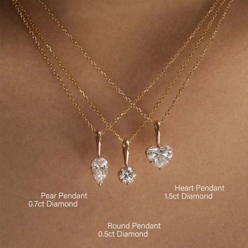 ANSTER Wholesales Price Fancy Shape cut Lab Grown Diamonds Pendant Necklace with IGI