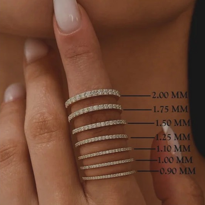 ANSTER Wholesales Price 0.8-1mm Lab Grown Diamond Half Eternity Ring with IGI 18K Gold Ring