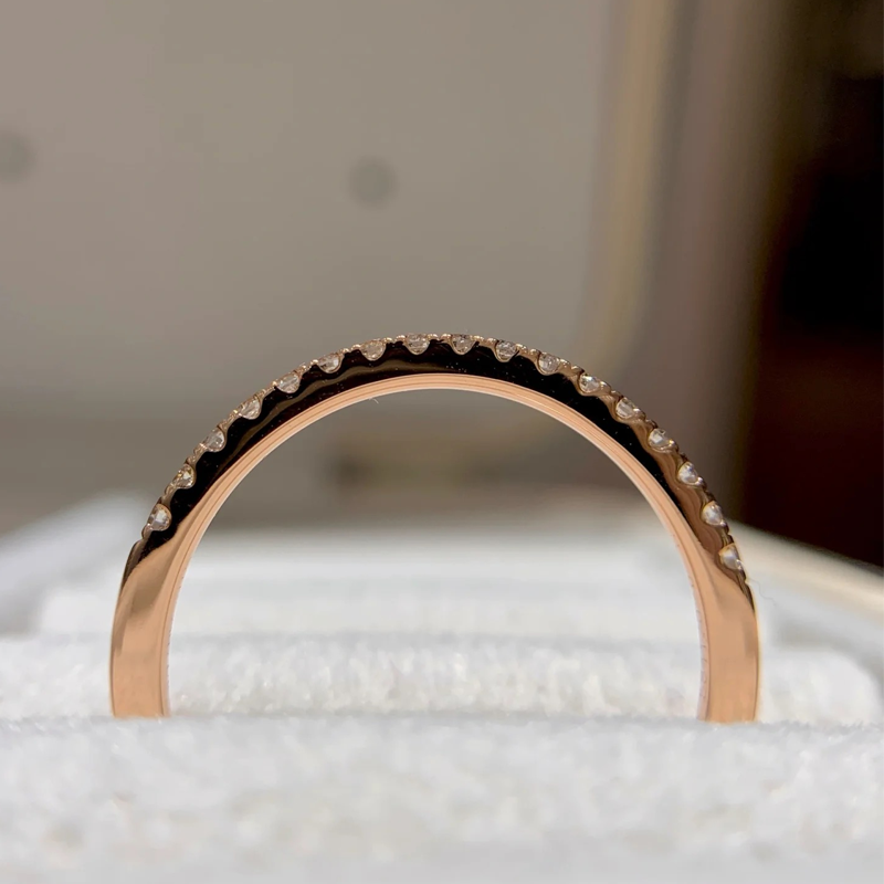 ANSTER Wholesales Price 0.8-1mm Lab Grown Diamond Half Eternity Ring with IGI 18K Gold Ring