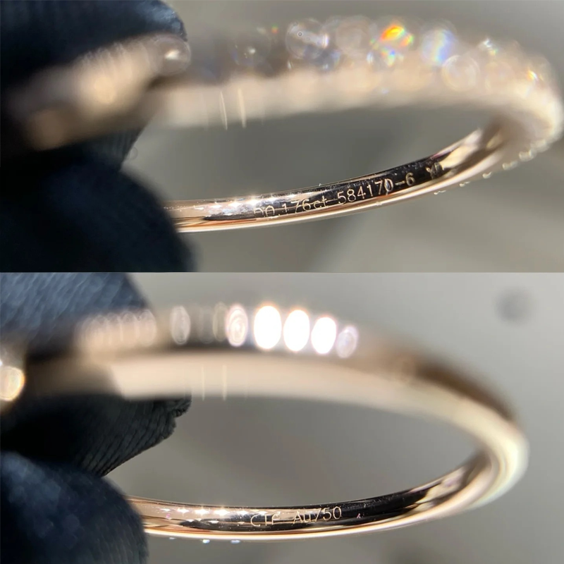 ANSTER Wholesales Price 0.8-1mm Lab Grown Diamond Half Eternity Ring with IGI 18K Gold Ring