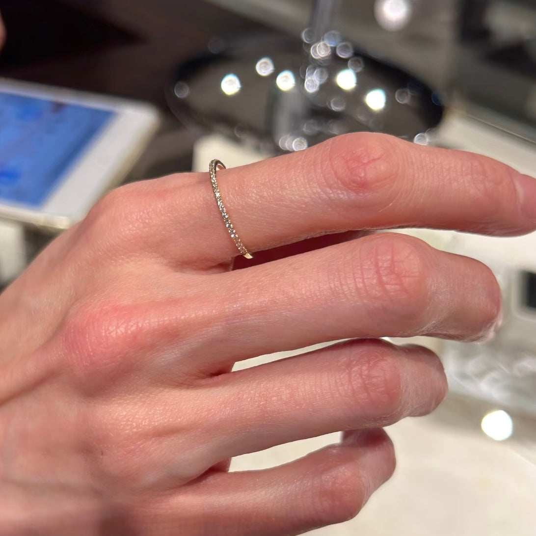 ANSTER Wholesales Price 0.8-1mm Lab Grown Diamond Half Eternity Ring with IGI 18K Gold Ring