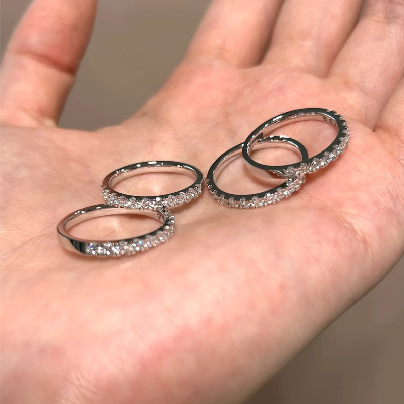 ANSTER Wholesales Price 1.8mm Lab Grown Diamonds Half Eternity Ring with IGI 18K Gold Ring