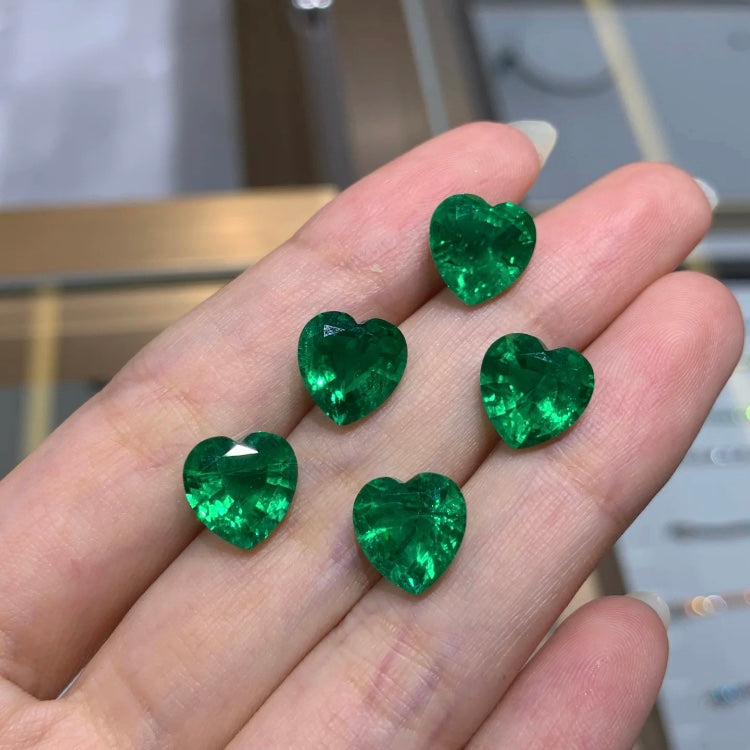 ANSTER Wholesales Price 1ct Heart cut Lab Grown Emerald Ring with GRC 18K Gold Ring