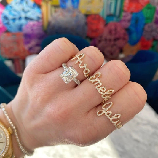 ANSTER Wholesales Price Melee Lab Grown Diamonds Ring with IGI for Name Letter Rings