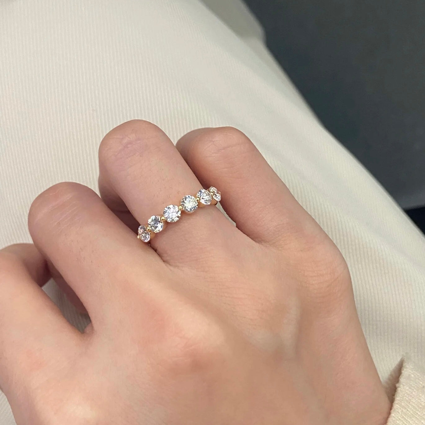 ANSTER Prong Setting Wholesales Price Round cut Lab Grown Diamond Half Eternity Ring with IGI