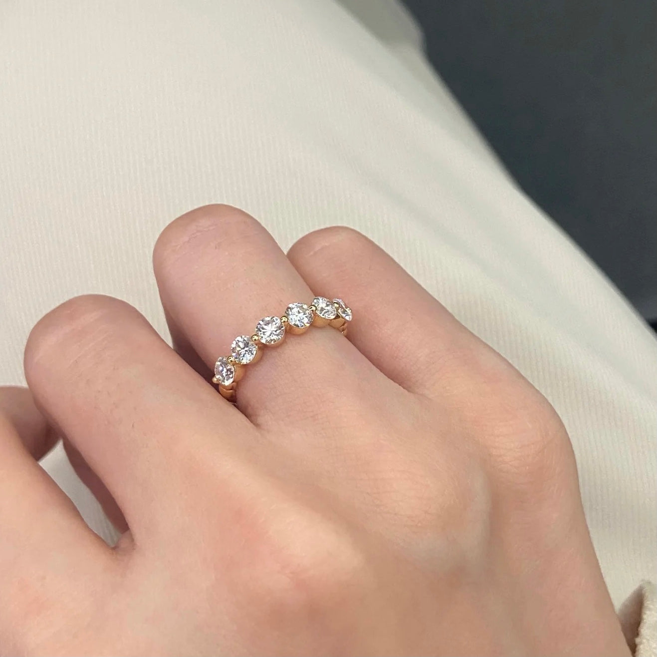 ANSTER Prong Setting Wholesales Price Round cut Lab Grown Diamond Half Eternity Ring with IGI