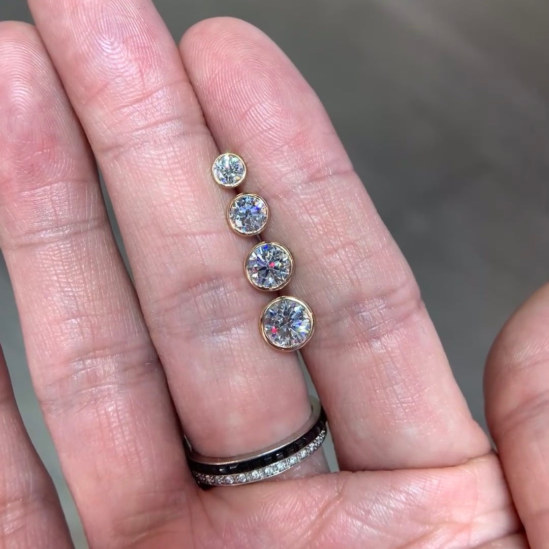 ANSTER Wholesales Price 0.5-1.5ct Bezel Setting Lab Grown Diamonds Stud Earrings with IGI