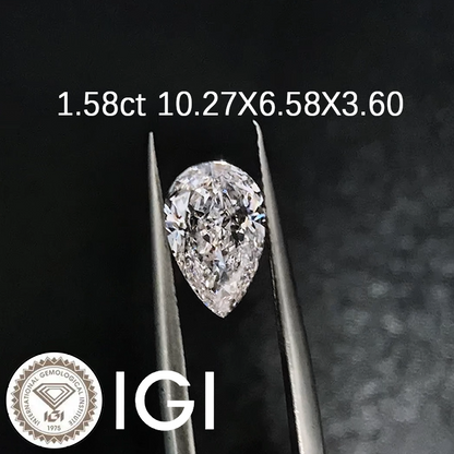ANSTER Wholesales Price 1-2ct Pear cut Lab Grown Loose Diamonds with IGI for Gold Stud Earrings