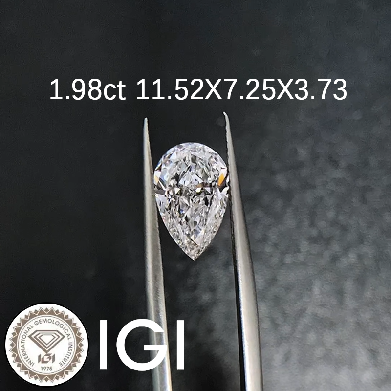 ANSTER Wholesales Price 1-2ct Pear cut Lab Grown Loose Diamonds with IGI for Gold Stud Earrings