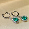 ANSTER Jewelry Custom 18K White Gold Pear cut Lab Grown Emerald Earrings with GIA