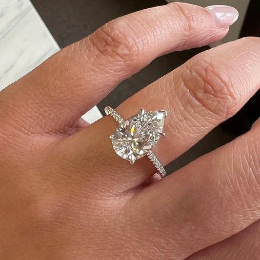 ANSTER Wholesales Price IGI Pear Cut Lab Grown Diamond White Gold Ring Engagement Ring