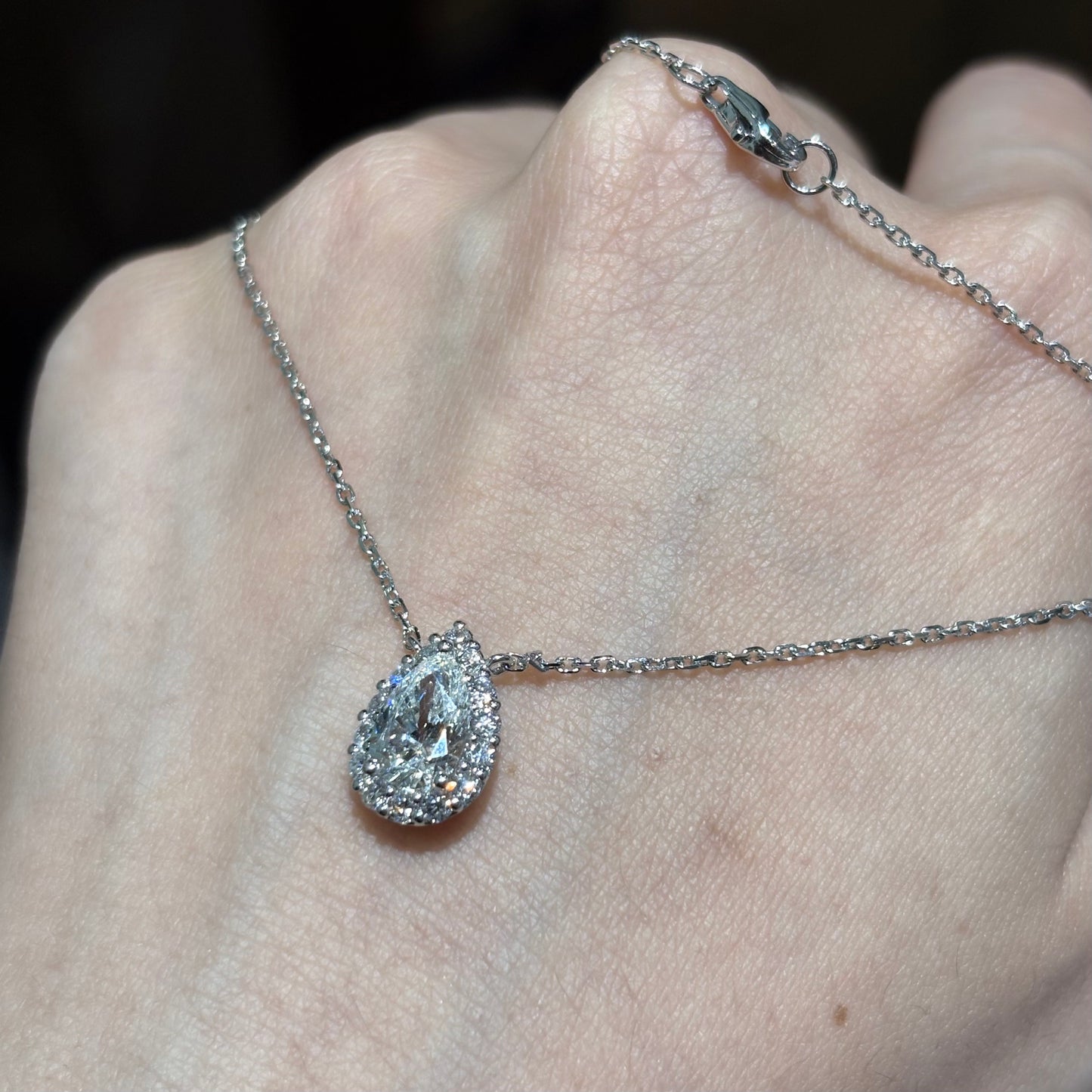ANSTER Customized Wholesales Price Pear cut Lab Grown Diamond Pendant Necklace with IGI