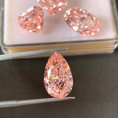 ANSTER Wholesales Price Pear cut 2 in 1 Pink Lab Grown Diamond Pendant Gold Ring with IGI