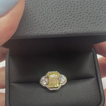 ANSTER Platinum Jewelry PT950 Ring 5ct VVS2 CVD Fancy Lab Grown Diamond Ring with IGI
