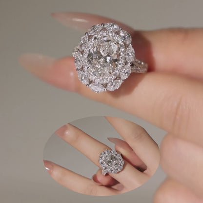 ANSTER Jewelry Anel de diamante ético feito à mão em ouro 18K com lapidação pera cultivado em laboratório 