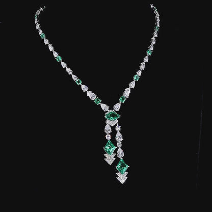 ANSTER Emerald Lab Grown Gemstone 18K Gold Necklace Jewelry sets