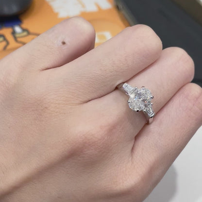 ANSTER Platinum Jewelry PT950 Ring 1.5ct VVS DEF Lab Grown Diamond Engagement Ring with IGI