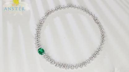 ANSTER Fine Jewelry 18K Gold Lab Grown Gemstone Emerald Necklace