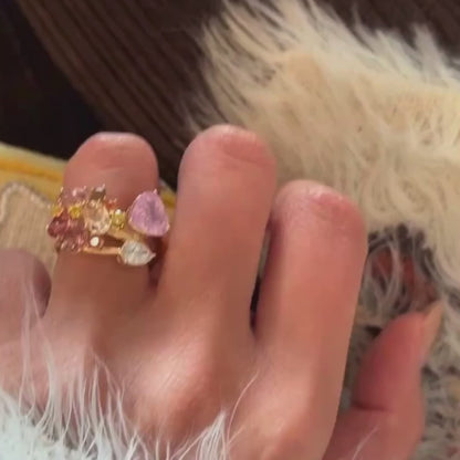 ANSTER Jewelry 18K Gold Ring VVS2 CVD Fancy Lab Grown Diamond Ring sets with IGI