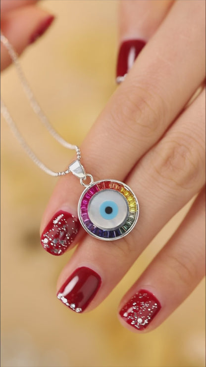 ANSTER Jewelry Princess Lab Grown Rainbow Eye S925 Necklace plated